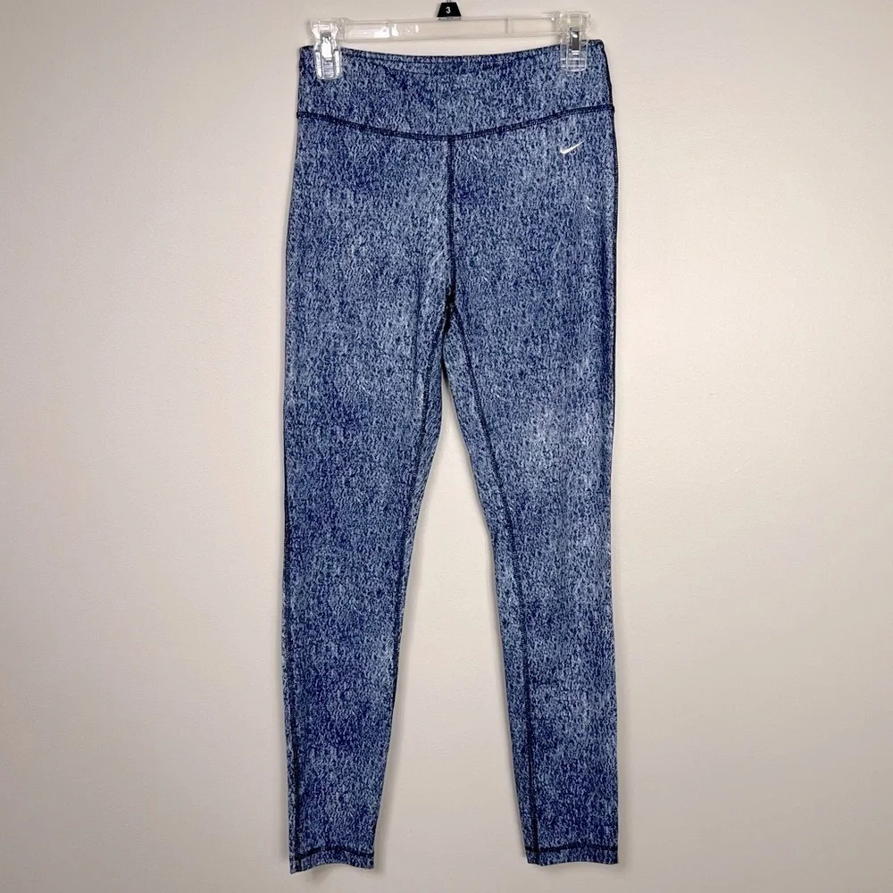 NIKE Dri-fit denim print long workout leggings Sz M